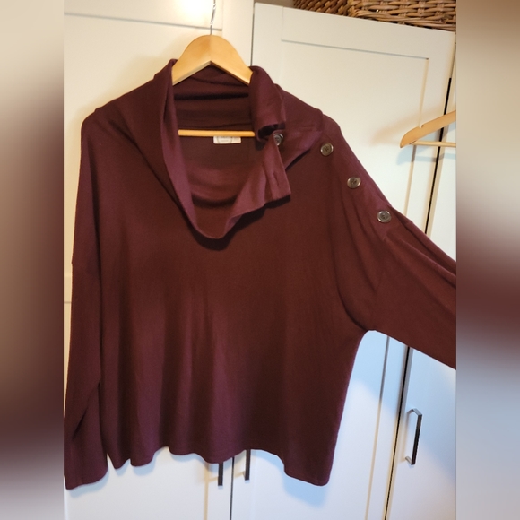 Cowl neck sweater, burgundy, Size XL - Picture 1 of 4